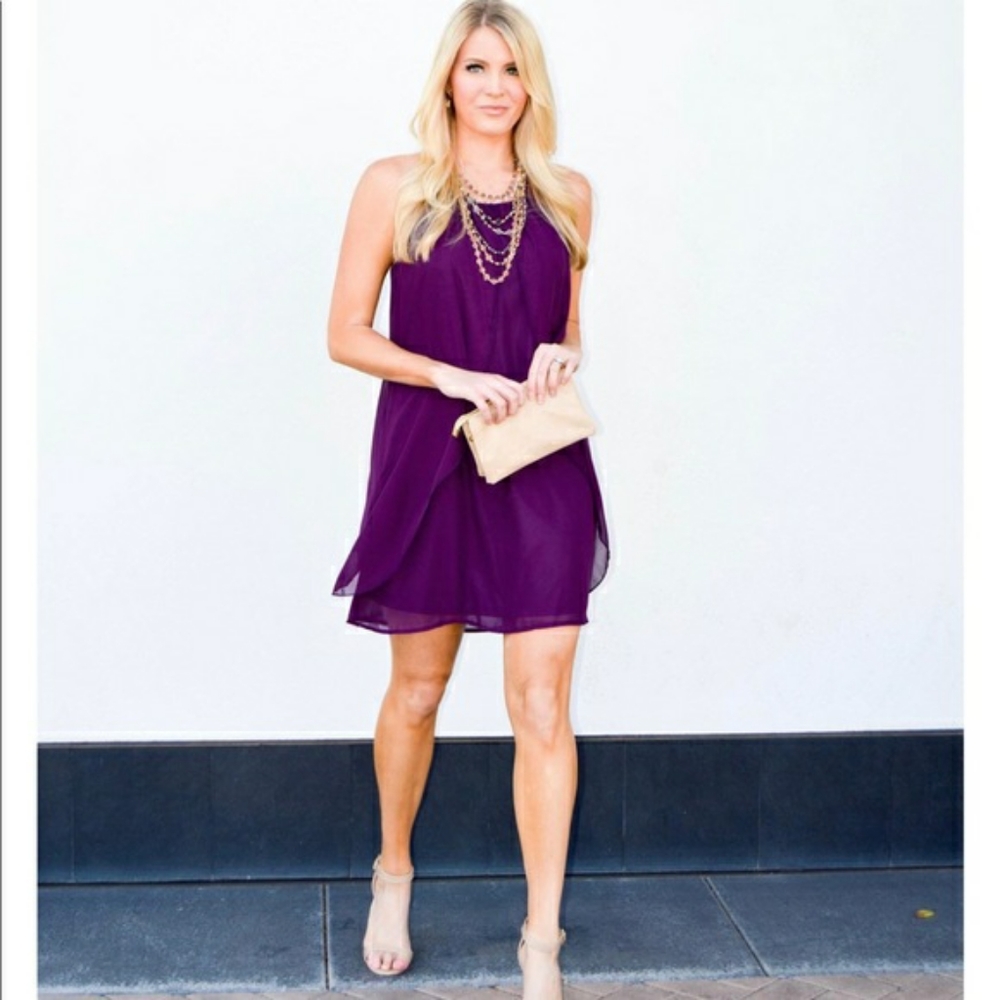 Plum shift dress